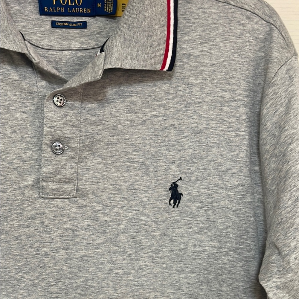 Polo by Ralph Lauren Gray Classic Polo Shirt custom slim fit - Picture 4 of 11